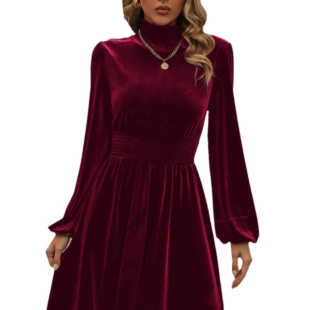 Women Fall/Winter Velvet Long Sleeve Dress 8