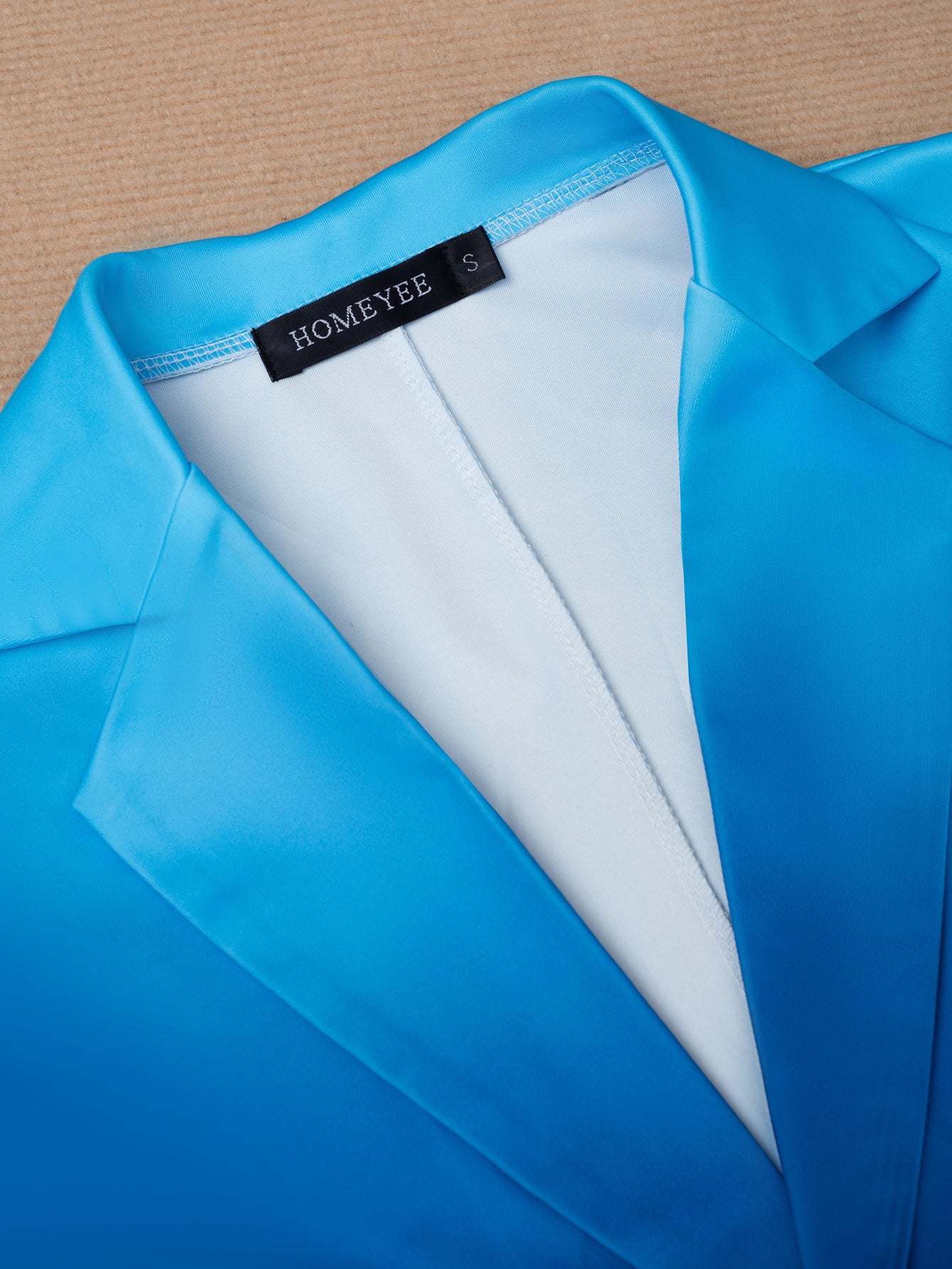 Women Elegant Gradient Turndown Collar Pocket Blazer 12