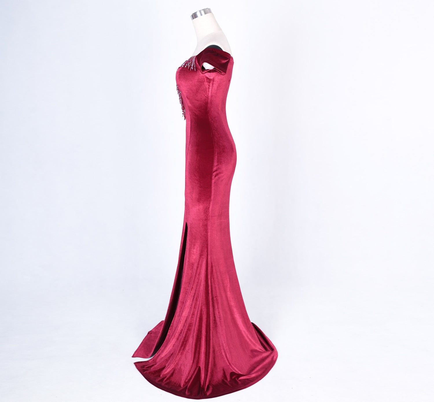 sexy off shoulder mermaid long velvet Formal Party evening dress 15