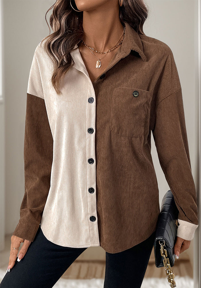 Women Turndown Collar contrast shirt