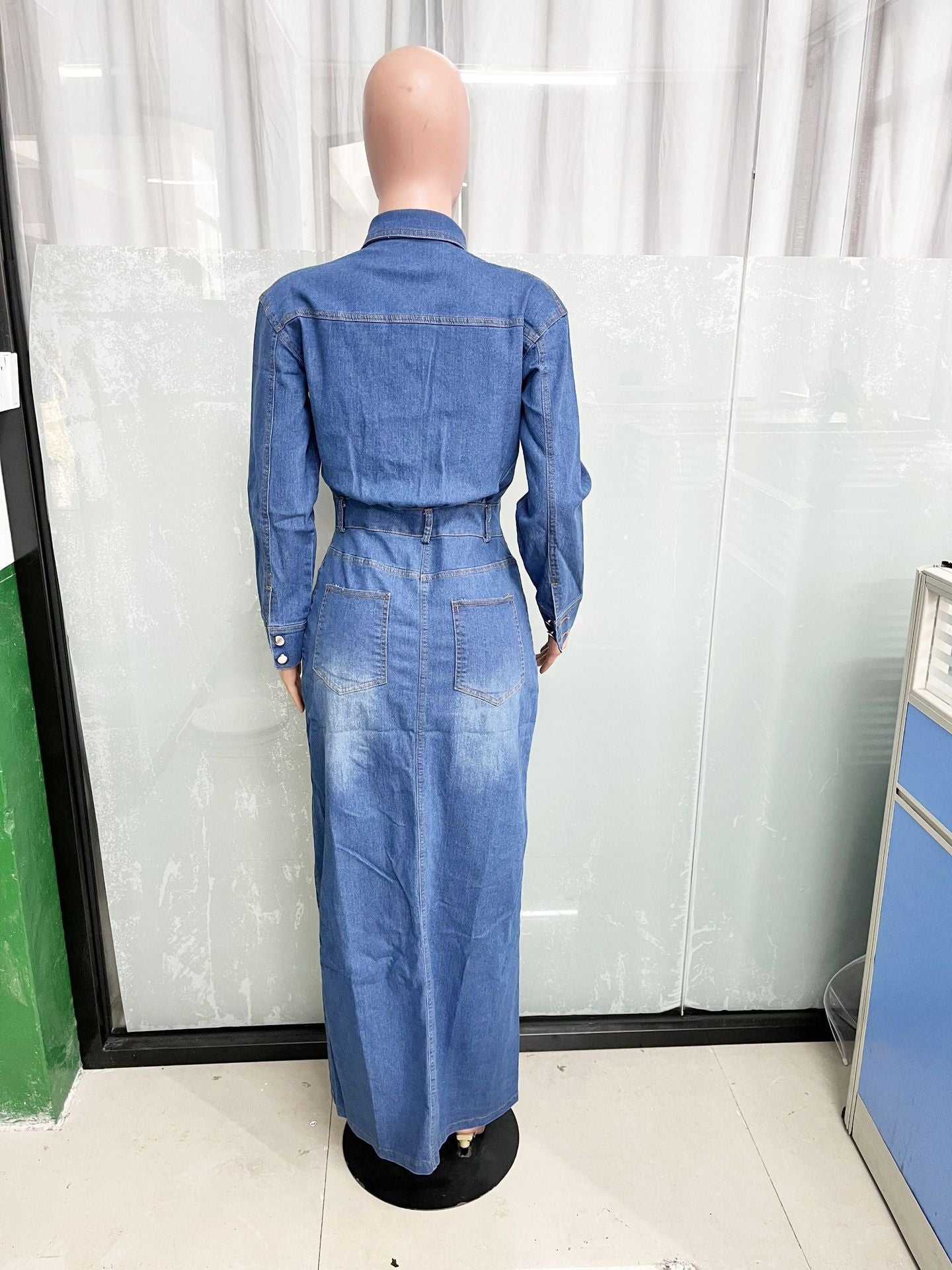 Women Long Sleeve Denim Dress 9