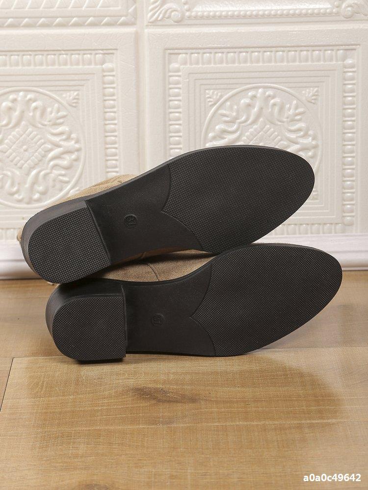 Women Winter Plush Thick Heel Pleated Knight Boots 13