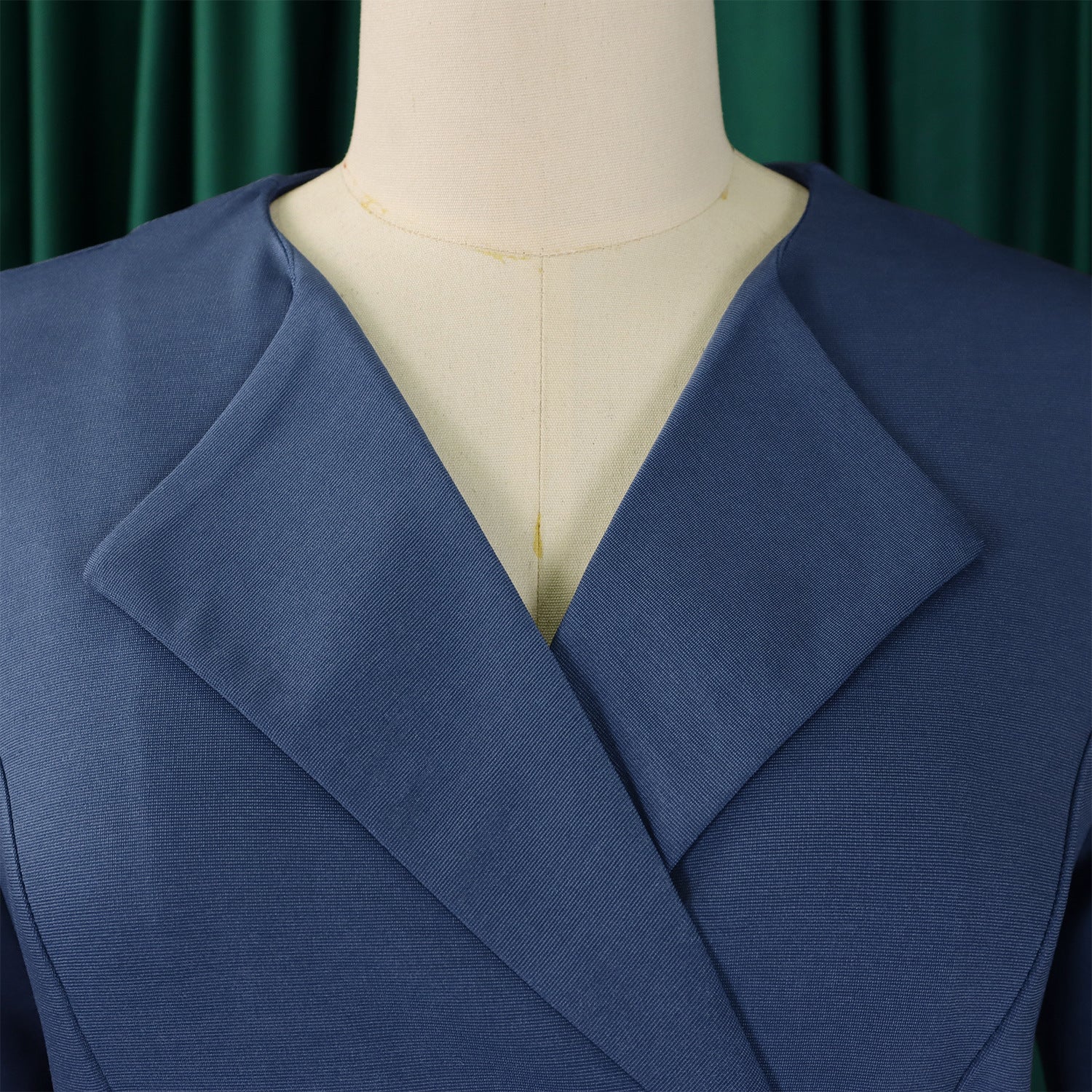 Women's Autumn Winter Fashion V-Neck Solid Color High Waist African Dress 17