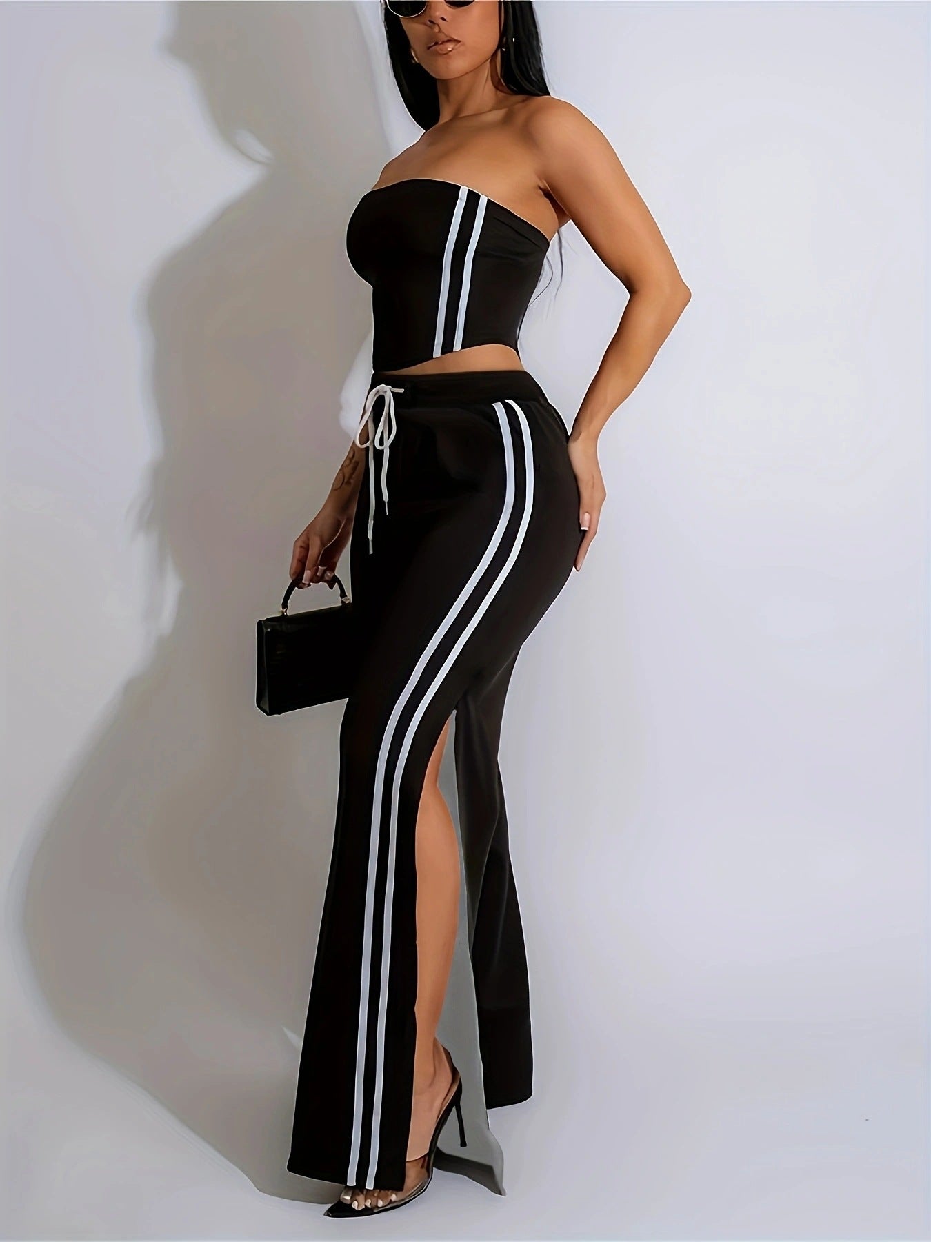 Spring Fashion Women's Strapless Two-Piece Pants Set 7