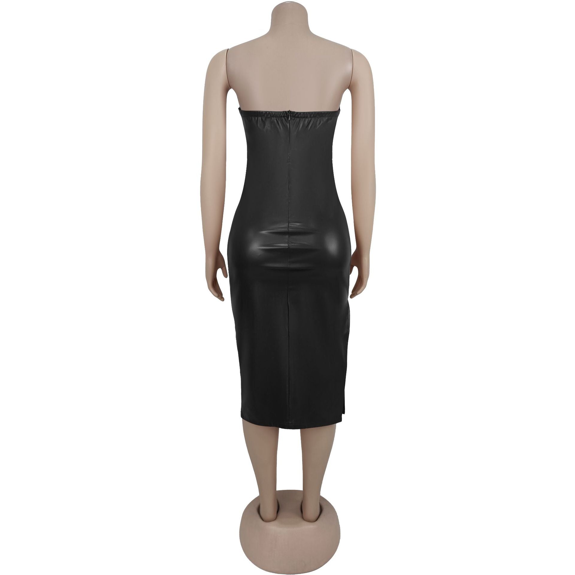 Women Sexy Strapless Slit Dress 8