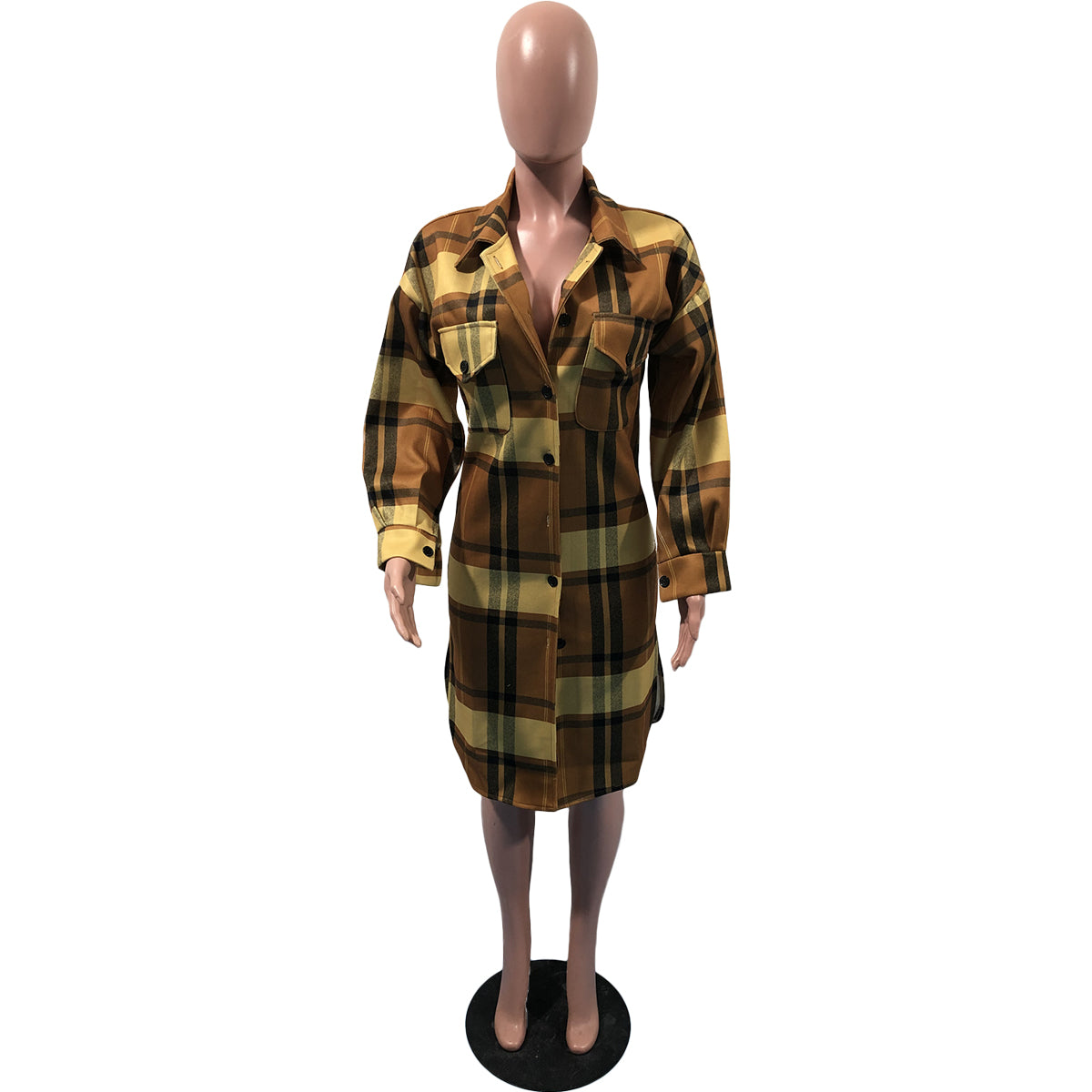 Women Plaid Print Button Jacket 6