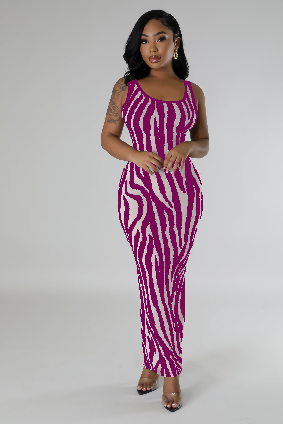 Summer Women's Zebra Print Sleeveless Hollow Long Dress 7
