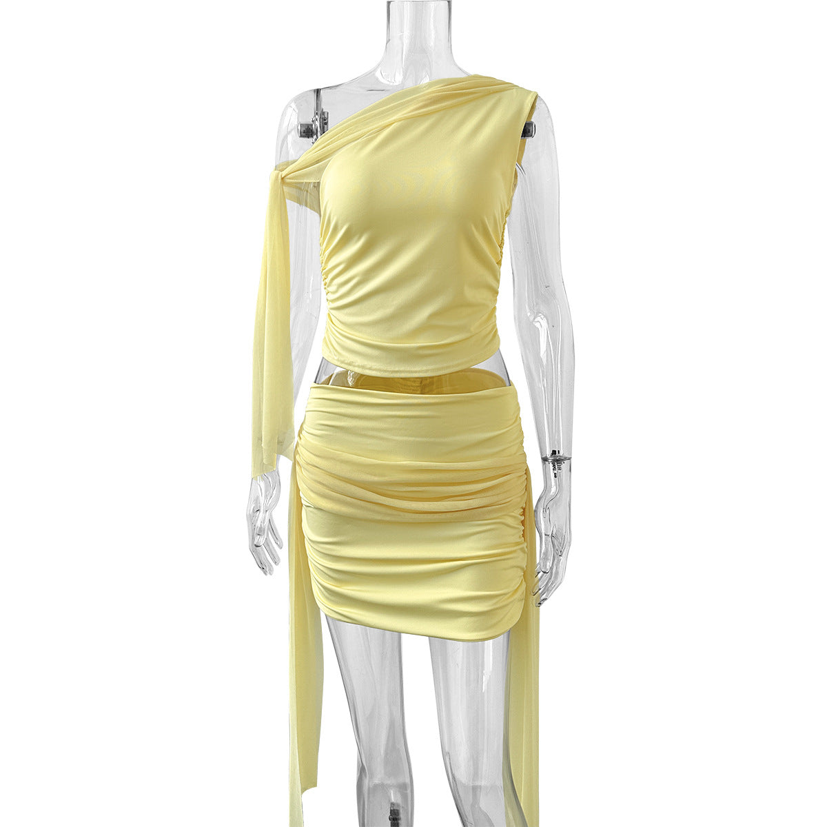 Women sexy top and pleated mesh skirt two-piece set 9