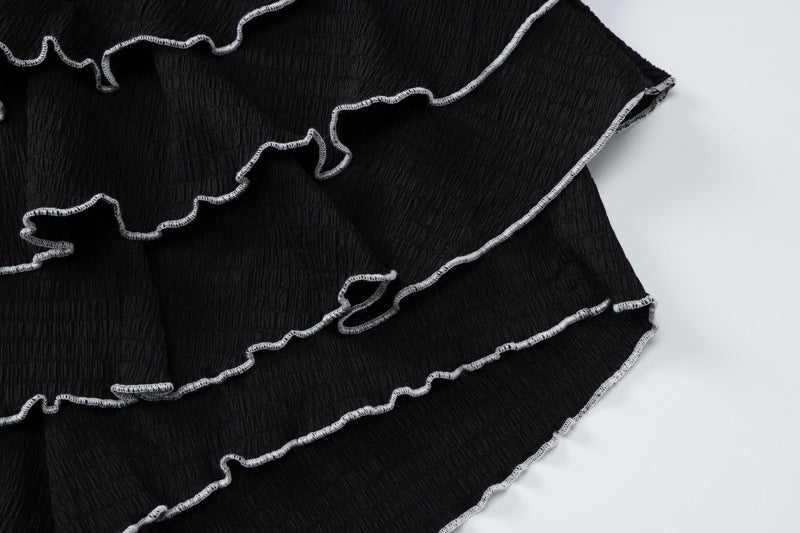 Women's Summer Fashion Sexy Strapless Top Pleated Cake Short Two Piece Set 13