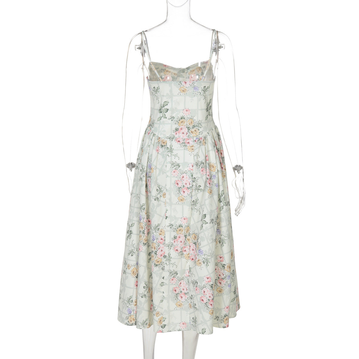 Summer Women's Chic Sexy Slim Waist Floral Strap Dress 8