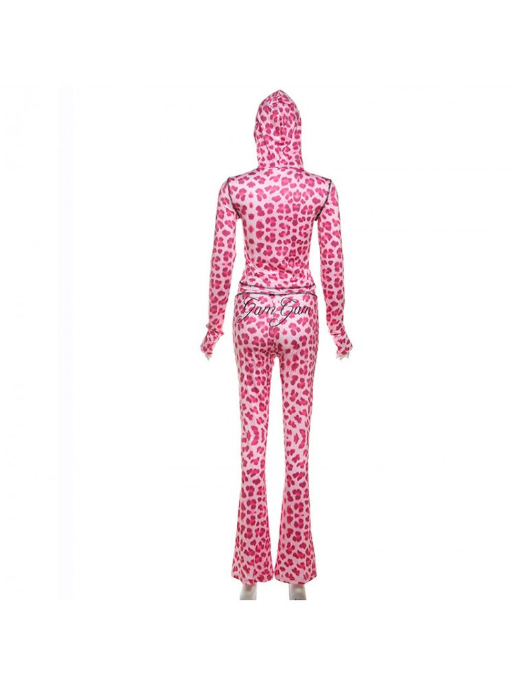 Women Sexy Leopard Print Contrast Two-Piece Set 10