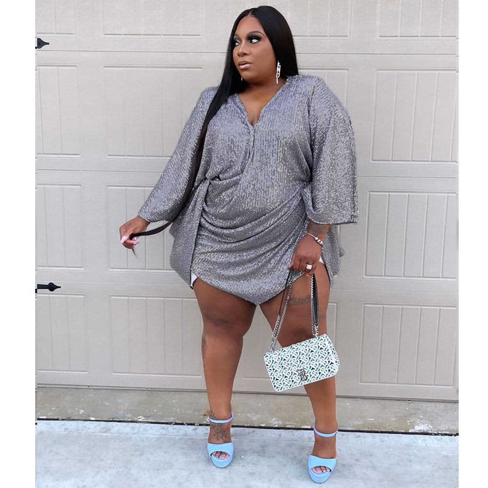 Plus Size Women V-neck dress 5