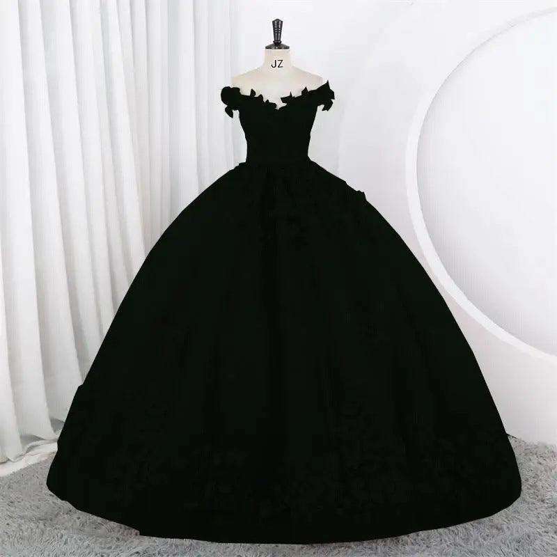 Women Puffy Tulle Embroidered Off-Shoulder Performance Costume Ball Gown 9