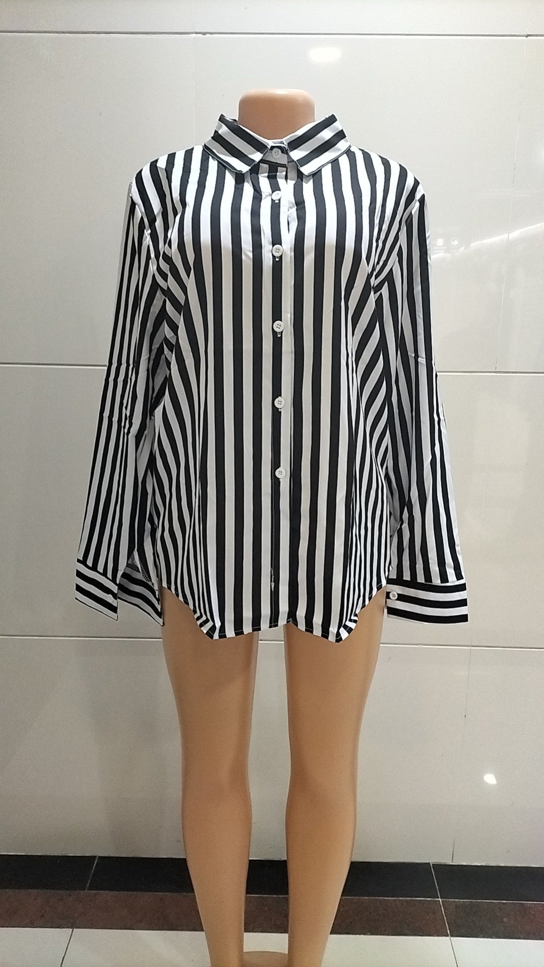 Women's Summer Fashion Casual Long Sleeve Striped Shirt 7