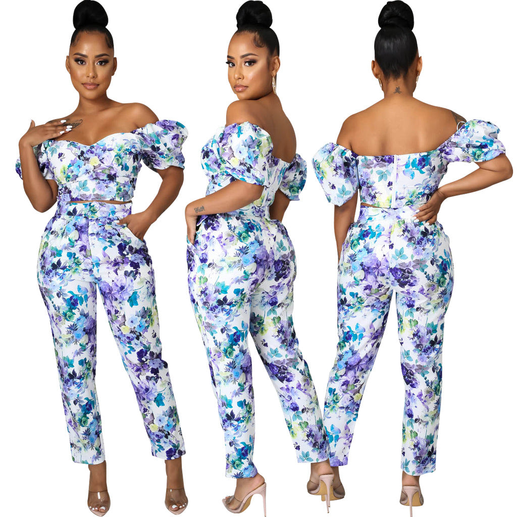 Women's Print Sexy Fashion Two-Piece Pants Set