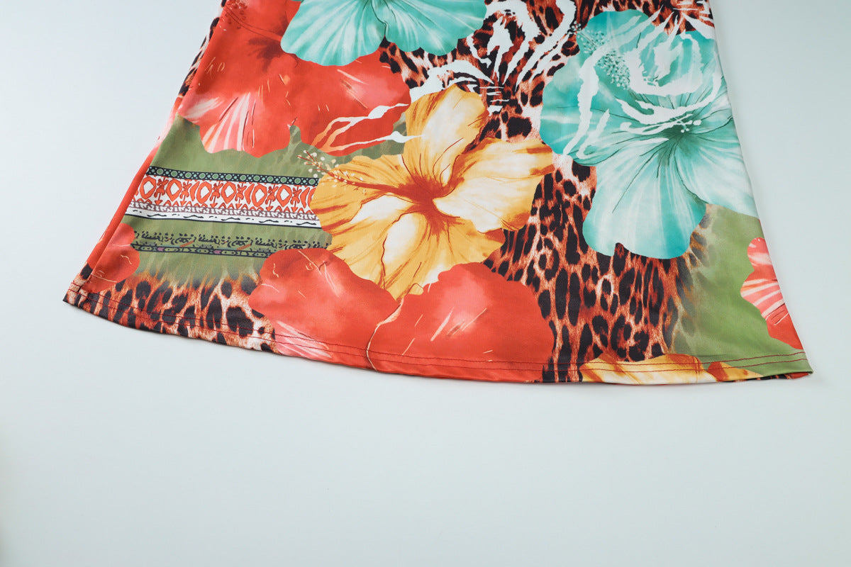 Women's summer sexy v-neck Halter Neck lace vest high waist skirt two-piece set 15