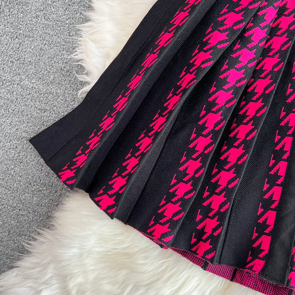 Summer Halter Neck Sleeveless Slim Waist A-Line Knitting Dress 12