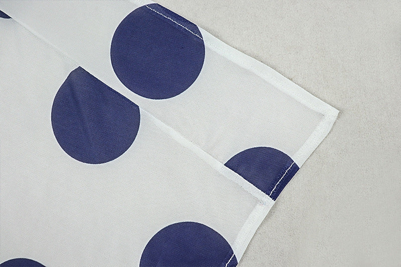 Black White Polka Dot Women's Slit Print Irregular High Neck Tie Low Back Dress 17