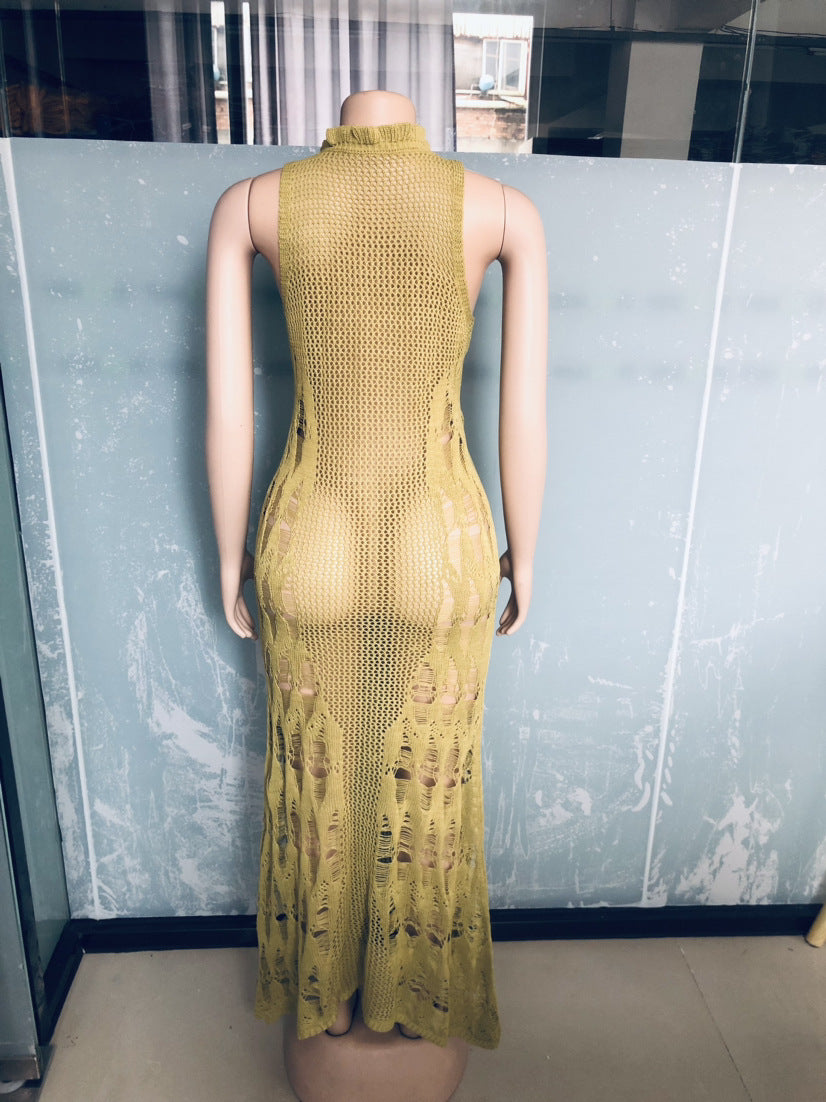 Women Dress Sun Protection Shirt Beach Long Dress Knitting Dress 45