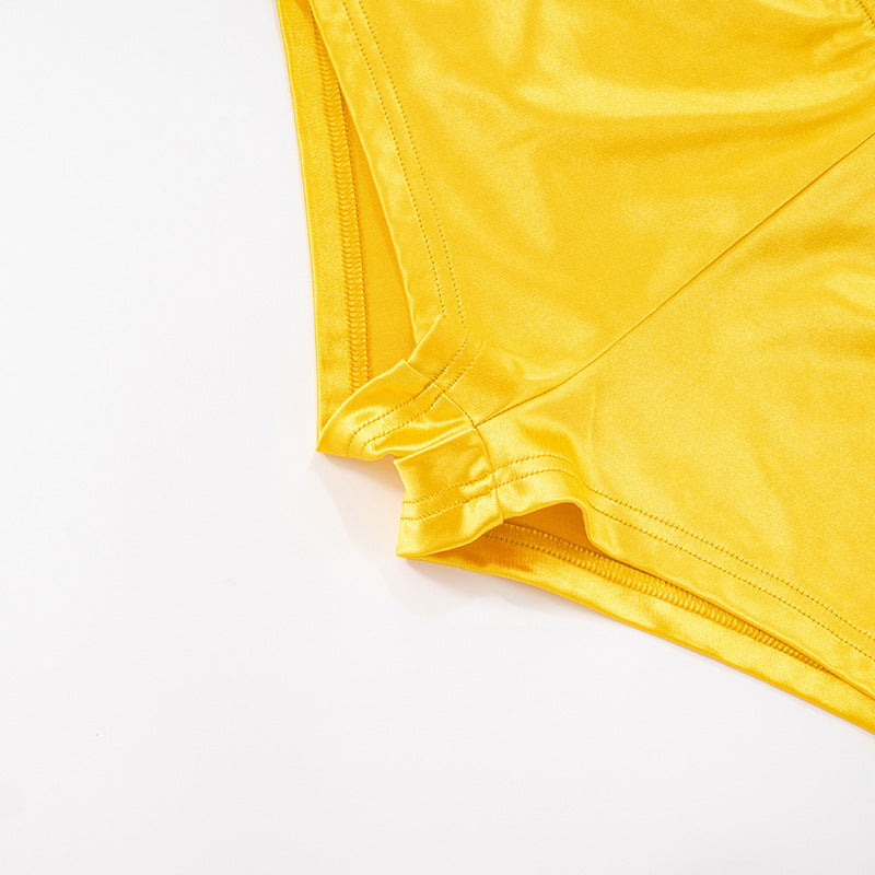 Women Sexy Halter Neck Swinging Neck Tie-Up Top Shorts Two-Piece Set 22