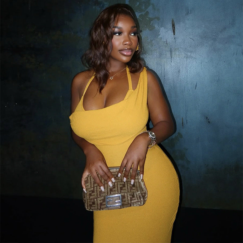 Women Summer Sexy Sleeveless Halter Neck Bodycon Dress