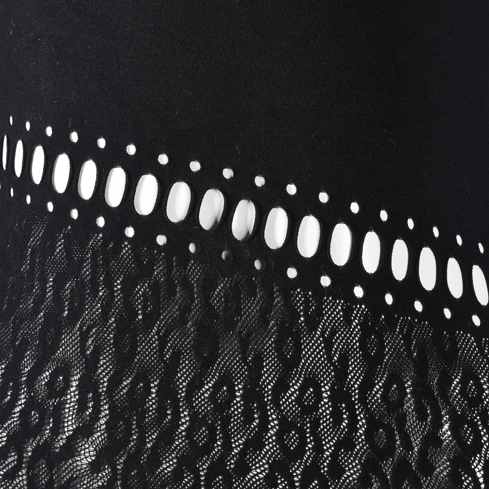 Sexy Hollow Seamless Knitting Jacquard One-Piece High Stretch Jumpsuit 10