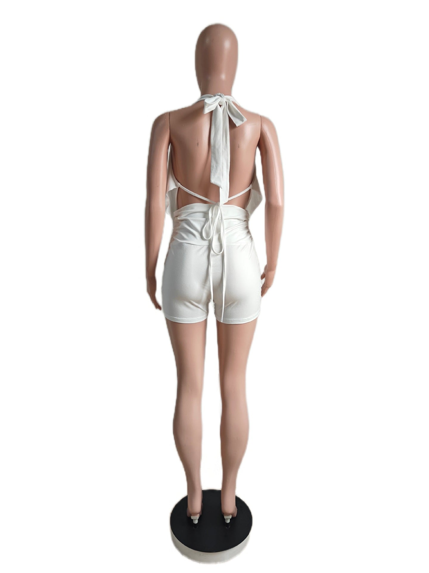 Women Spring Backless Top and Lace Shorts Two Piece Set 7