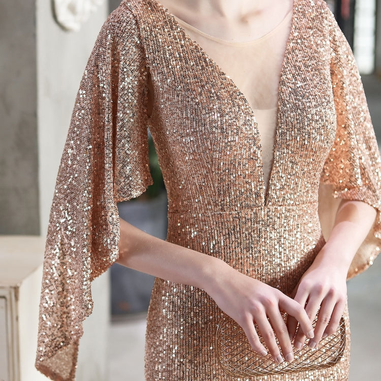 Autumn Formal Sequins Pink O-Neck Mermaid Evening Dress 6