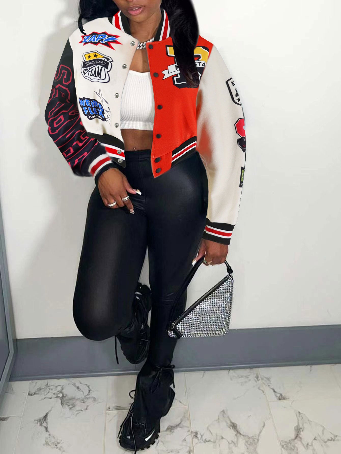 Color-Block Embroidered Baseball Jacket 4