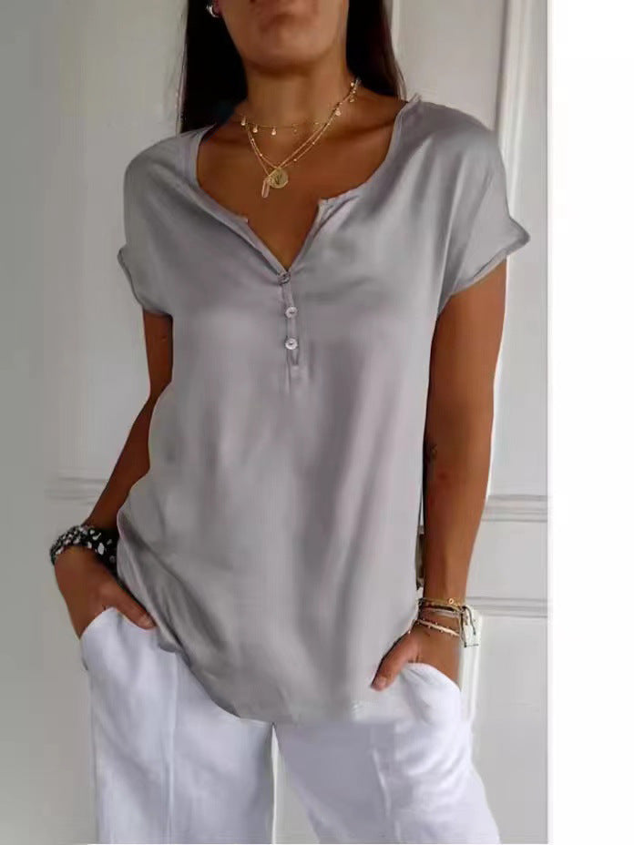 Women summer loose casual short-sleeved Top 7