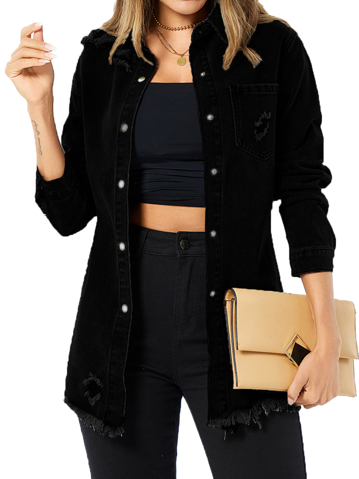 Women Casual Fall/Winter Long Sleeve Denim Jacket 9