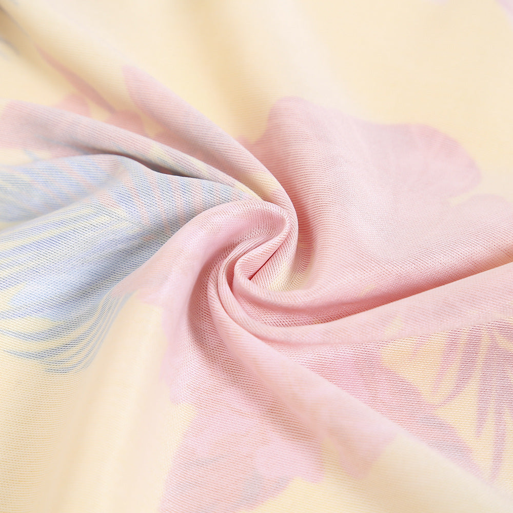 Printed Lace-Up Hollow Strap Long Dress 9