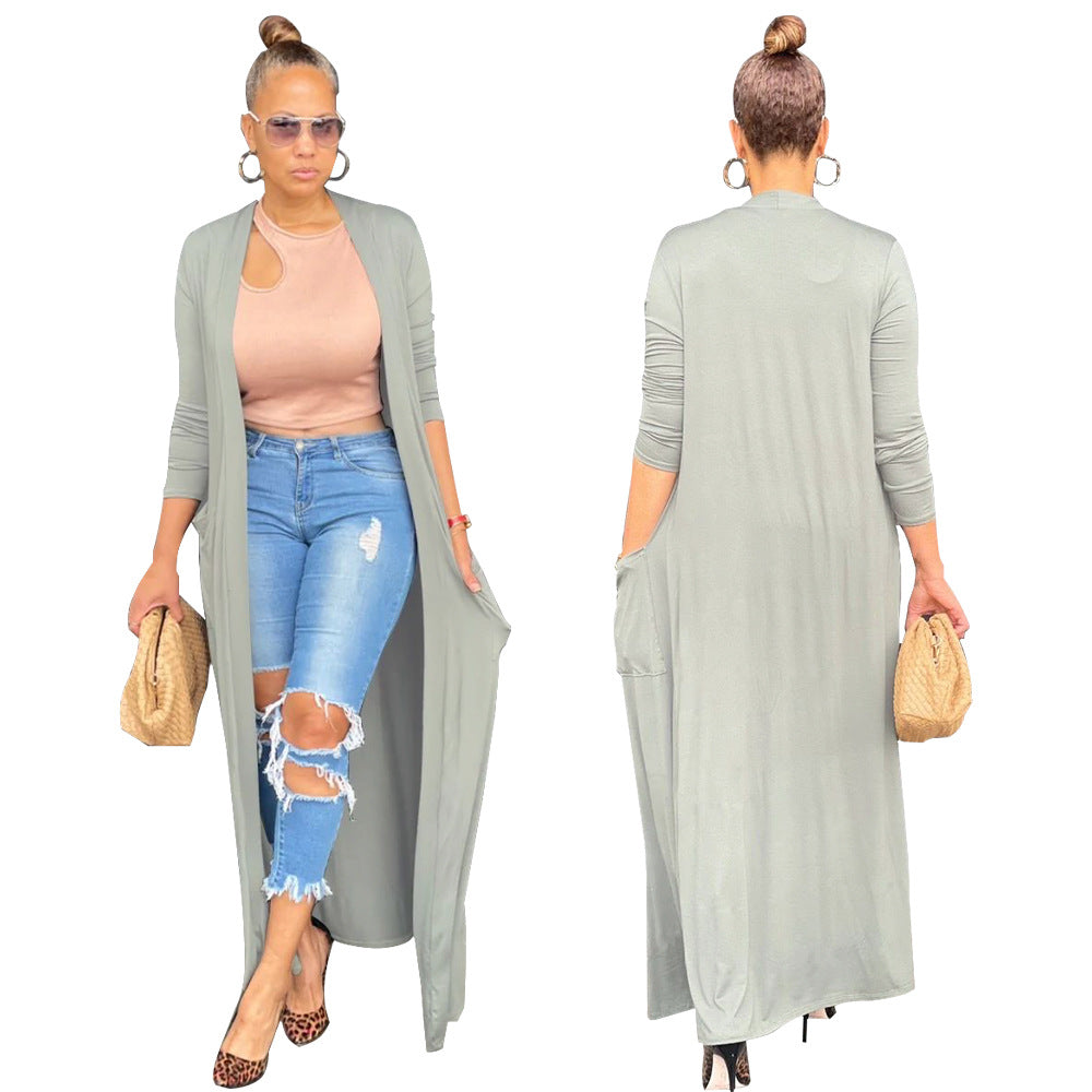 Women Fall Solid Casual Long Sleeve Jacket 8