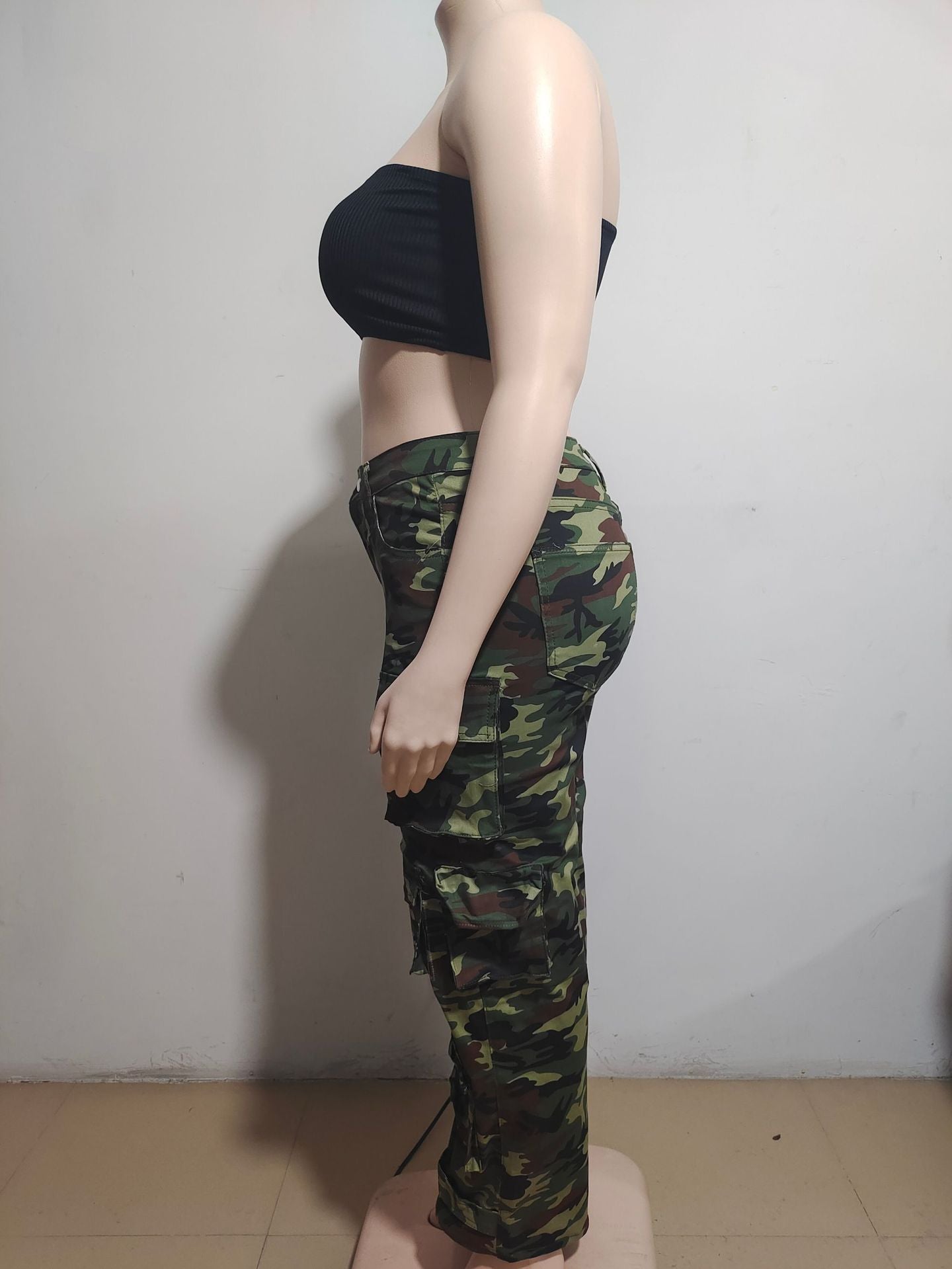 Trendy Multi Pocket Denim Pants Wash Cargo Pants Jeans 25