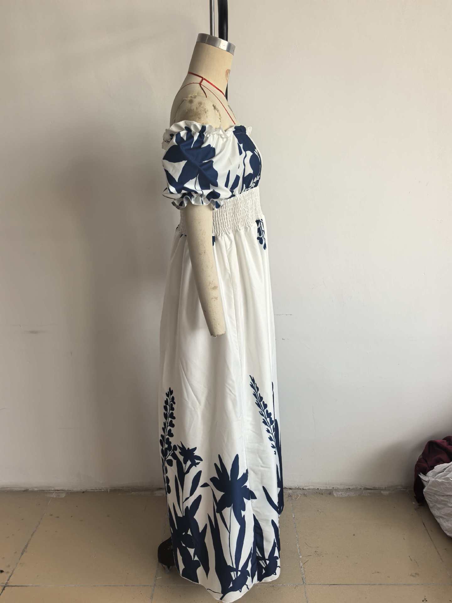 Women Summer Puff-Sleeve Printed Strap Dress 15