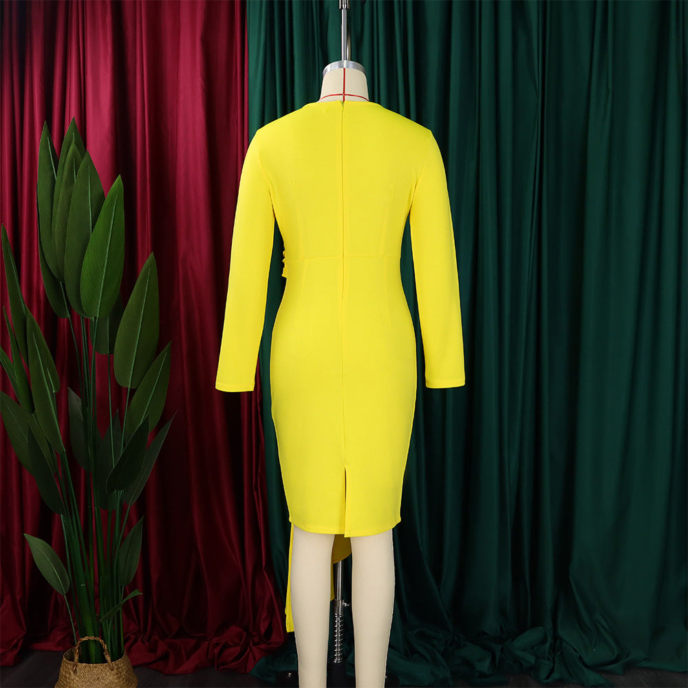 Autumn Long Sleeve Chic Elegant ol Pencil Plus Size African Dress 20