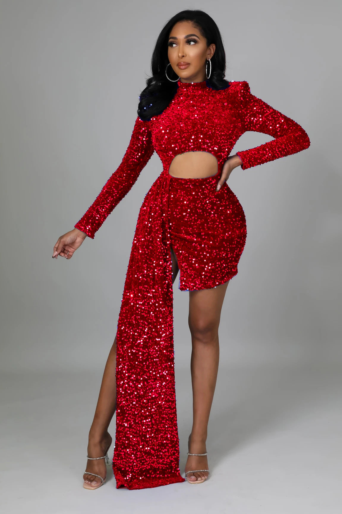 Fleece Sequin Sexy Women's Dress