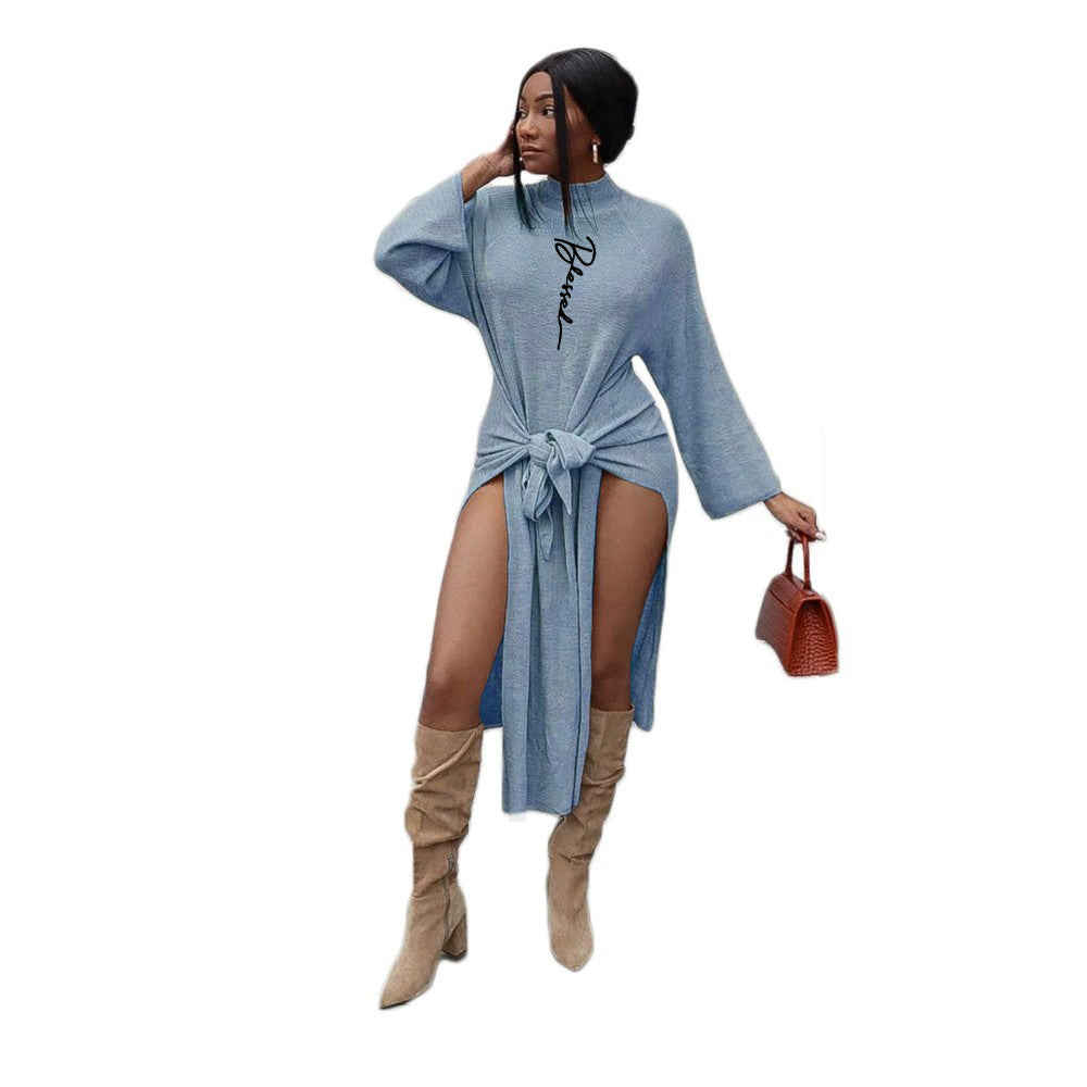 Women Solid Ribbed Solid Lace-Up Dress 9