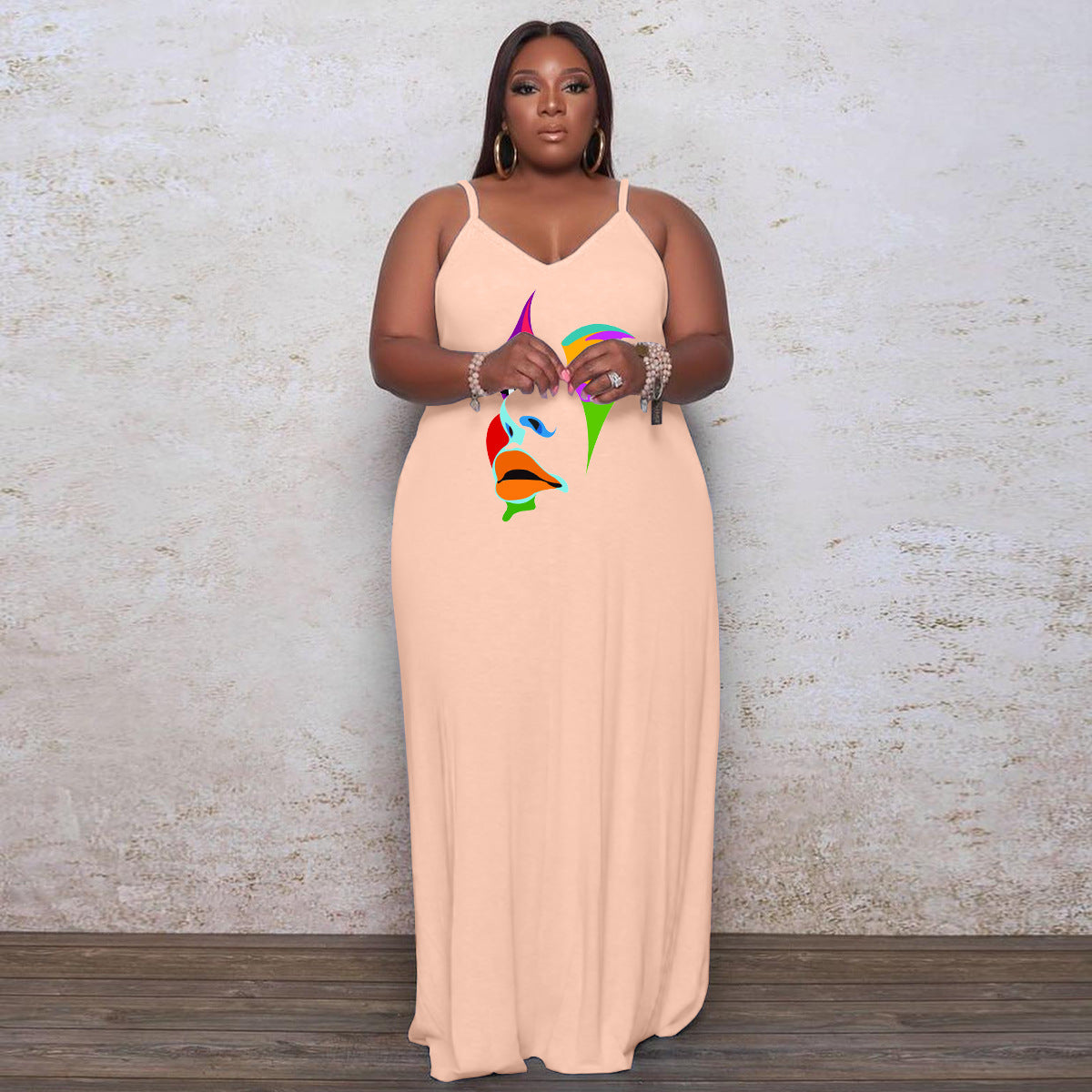 Plus Size Women'S Printed Straps Fashion Loose Dress 8