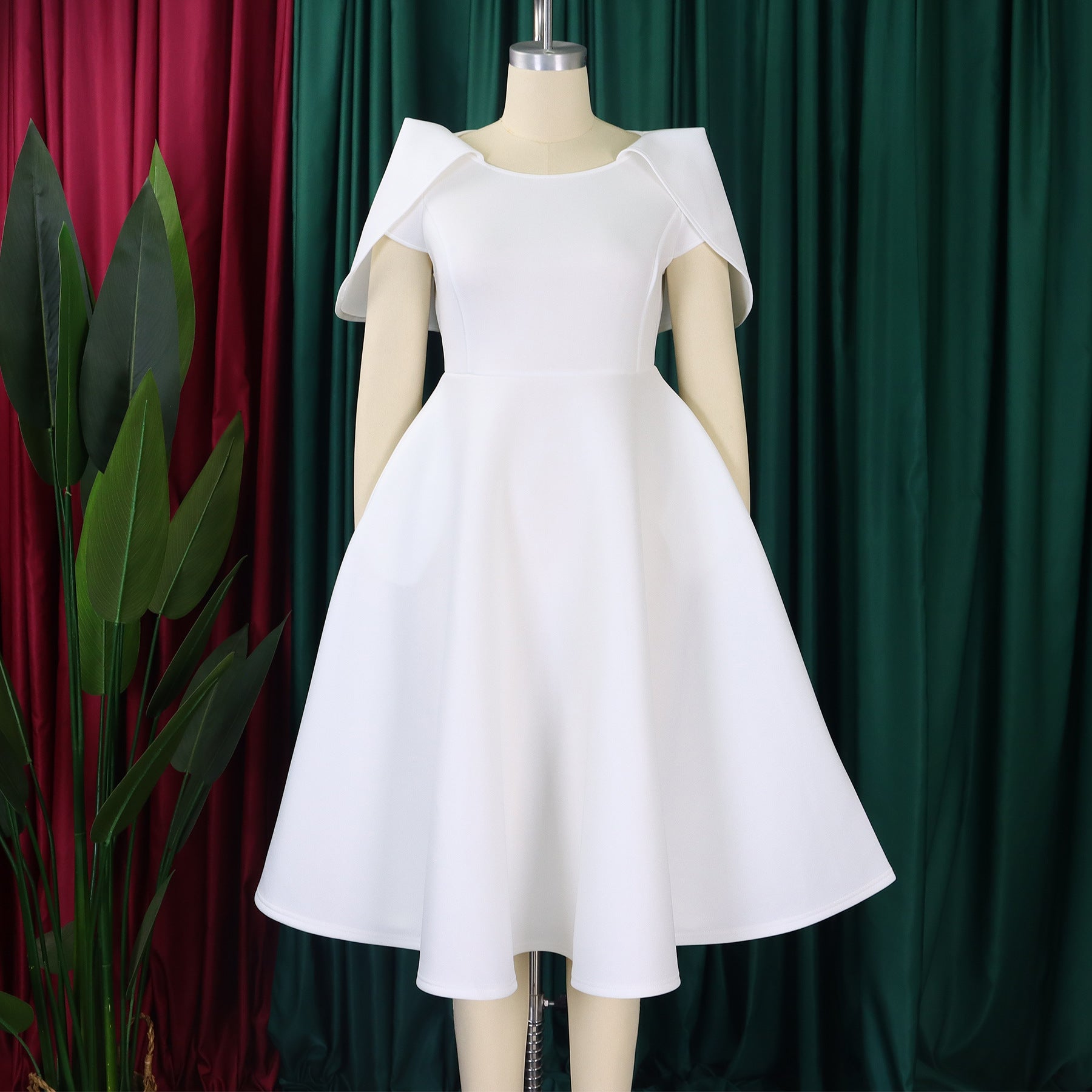 Women Short Sleeve Cape Dress 9