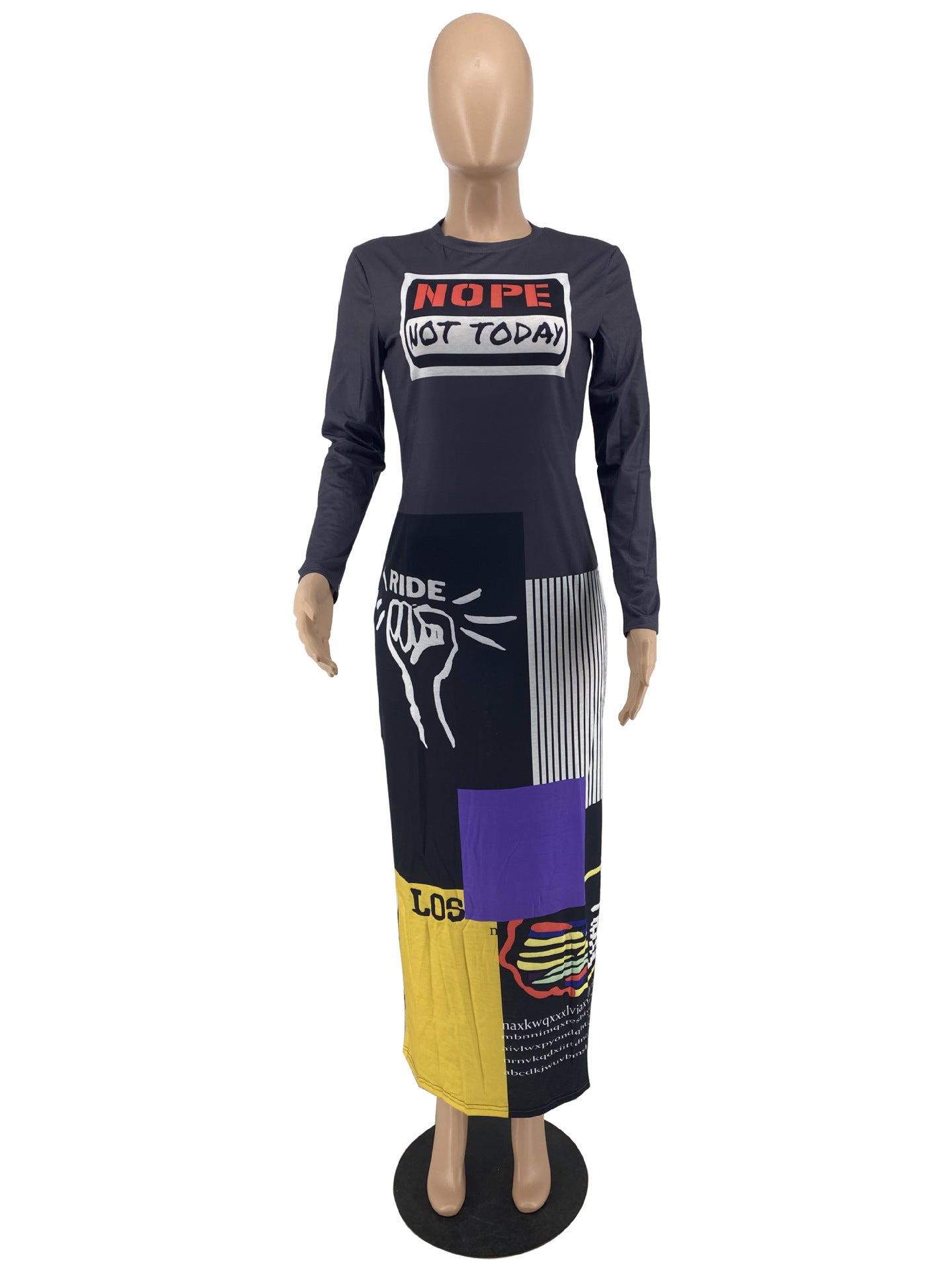 Printed Letter Long Dress 6