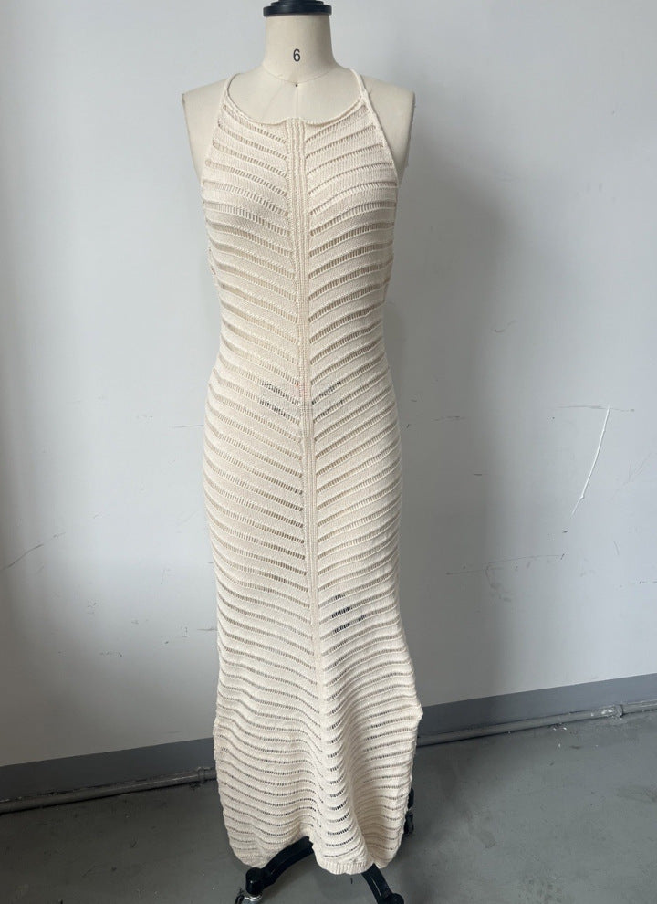 Women's Summer Knit Halter Slim Long Dress 9