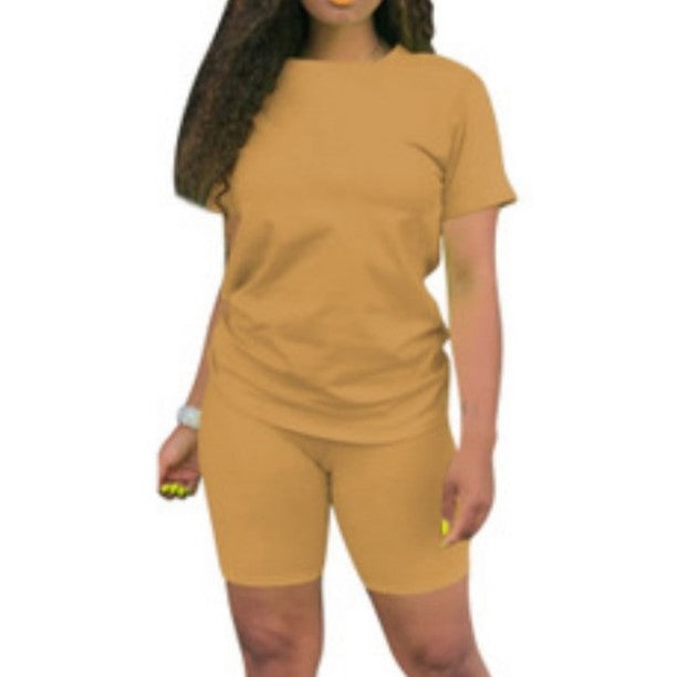 Solid color sports Casual two-piece Shorts Set 11