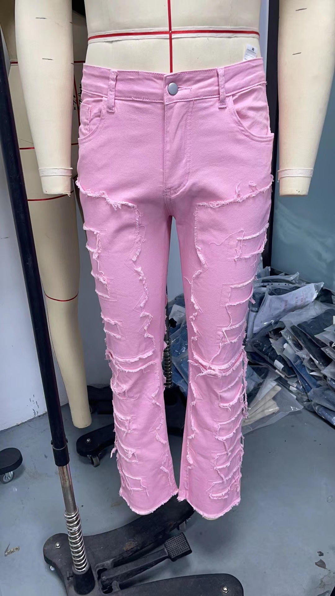 Men's Denim Straight Leg Pants Street Fashion Stretch Patch Denim Straight Leg Pants 20