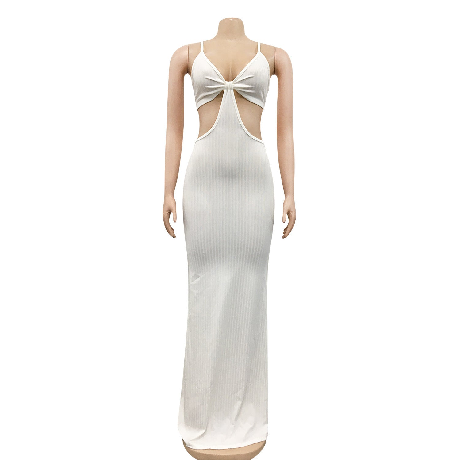 Sexy Knitted Strap Solid Color Dress for Women 45