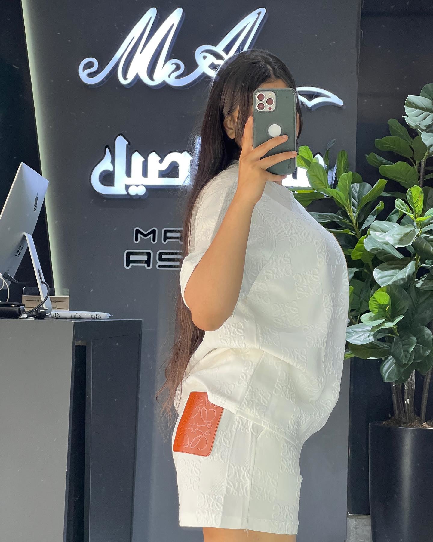 Women's Fashion Casual Leather Pocket Jacquard Short Sleeve Sport Shorts Set 7