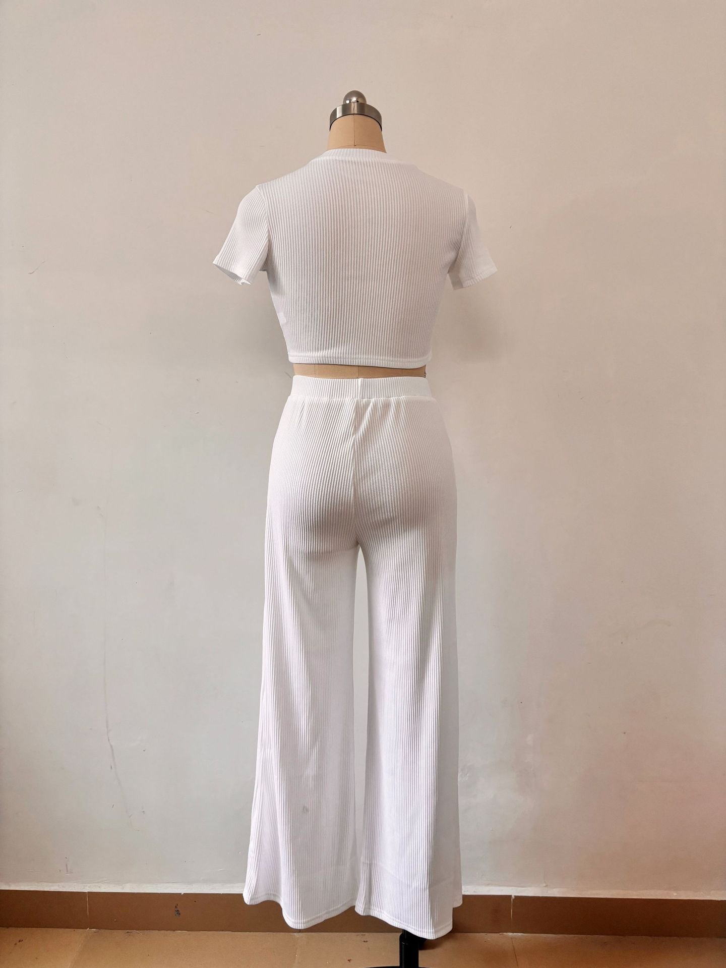 Short-Sleeved Fashionable and Sexy Crop T-Shirt Summer Trousers Two-Piece Set 23
