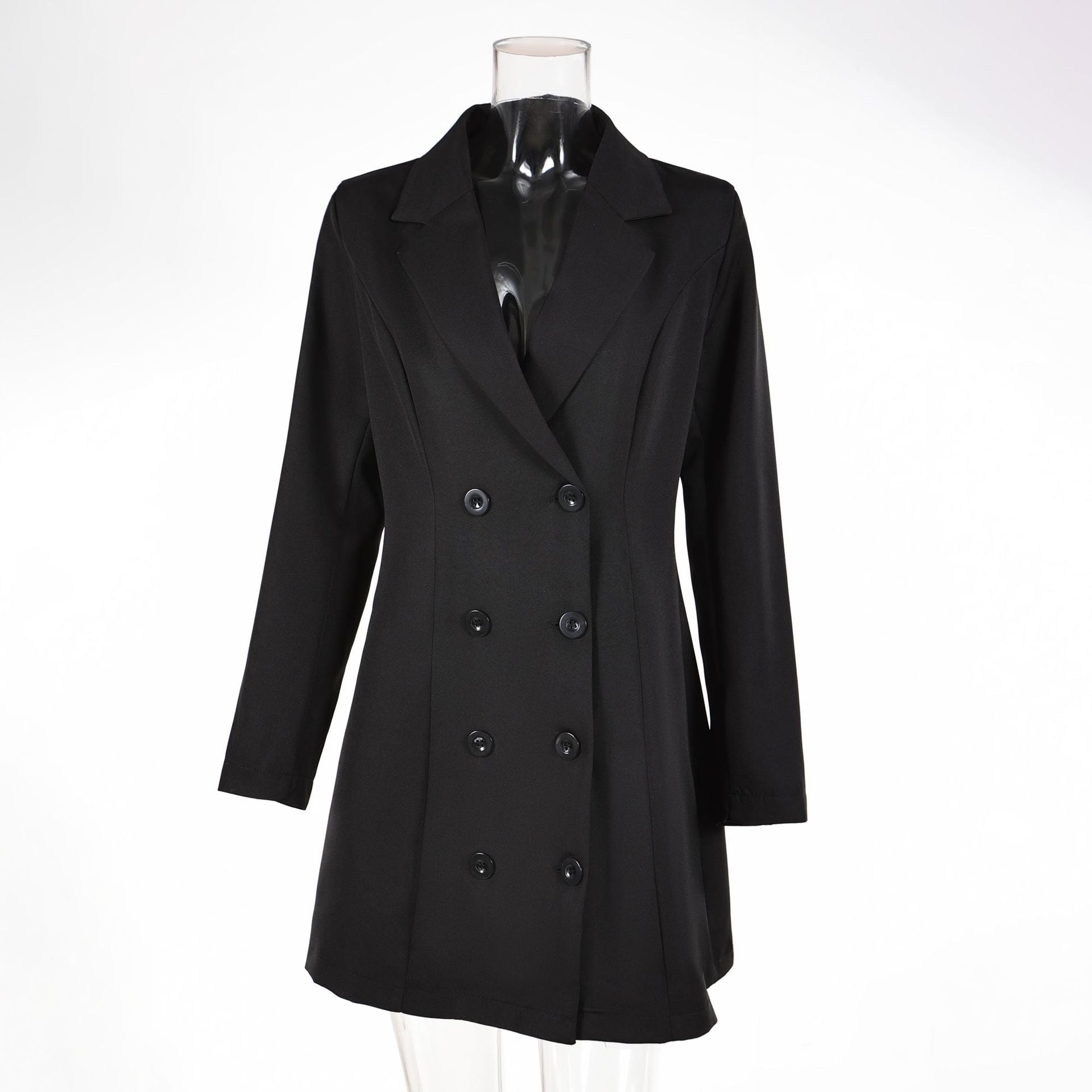 Women Solid Career Long Sleeve Suit Dress