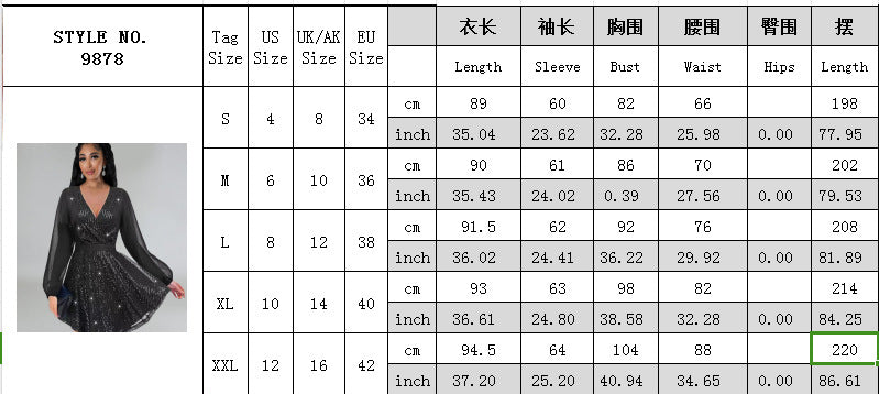 Women Sequin Party Long Sleeve Mini Dress 10