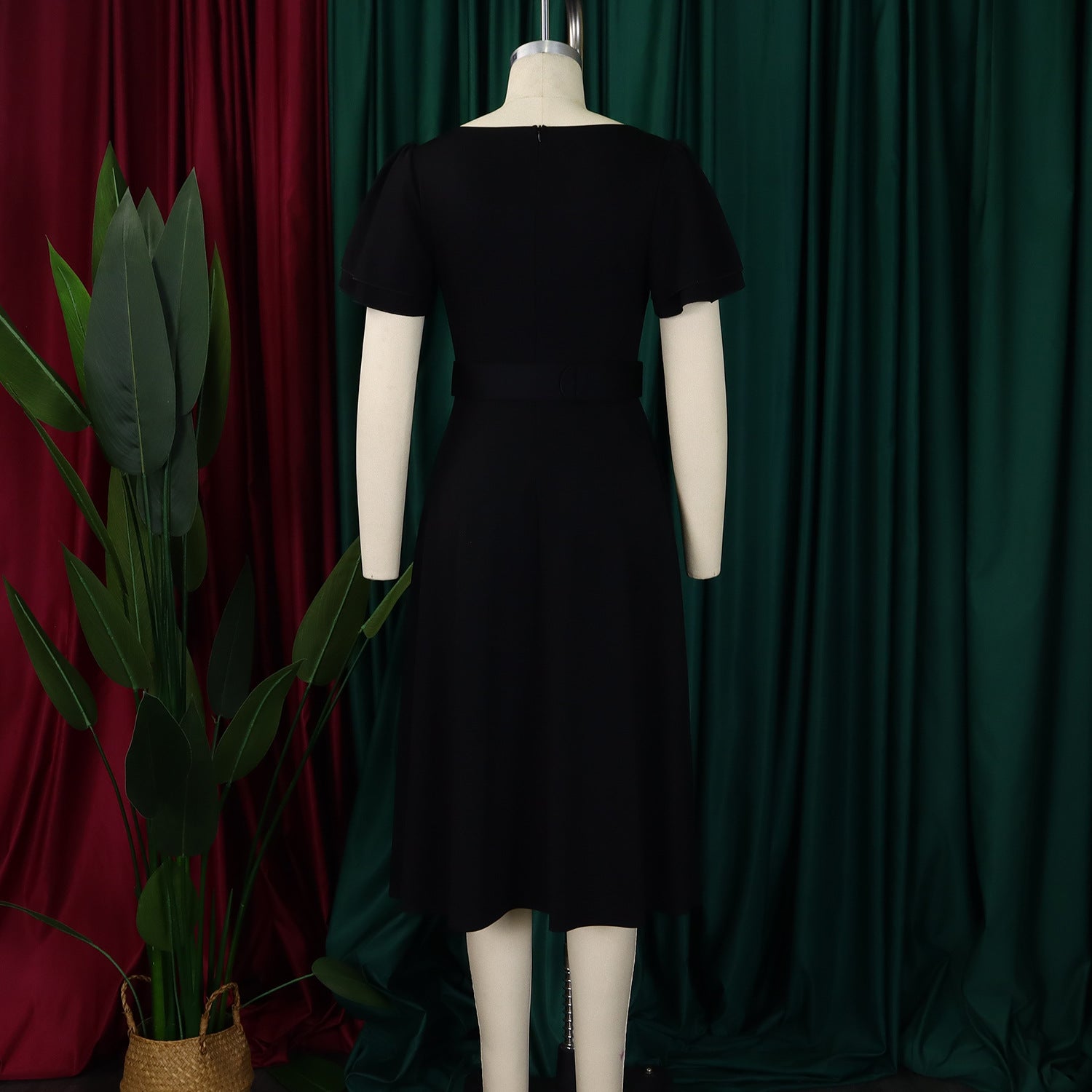 Bell Sleeve Square Neck High Waist Elegance Dress 13